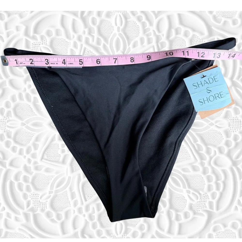 Shade & Shore - Womens Black Cheeky High Leg Bikini Bottom - Size Medium *NWT*